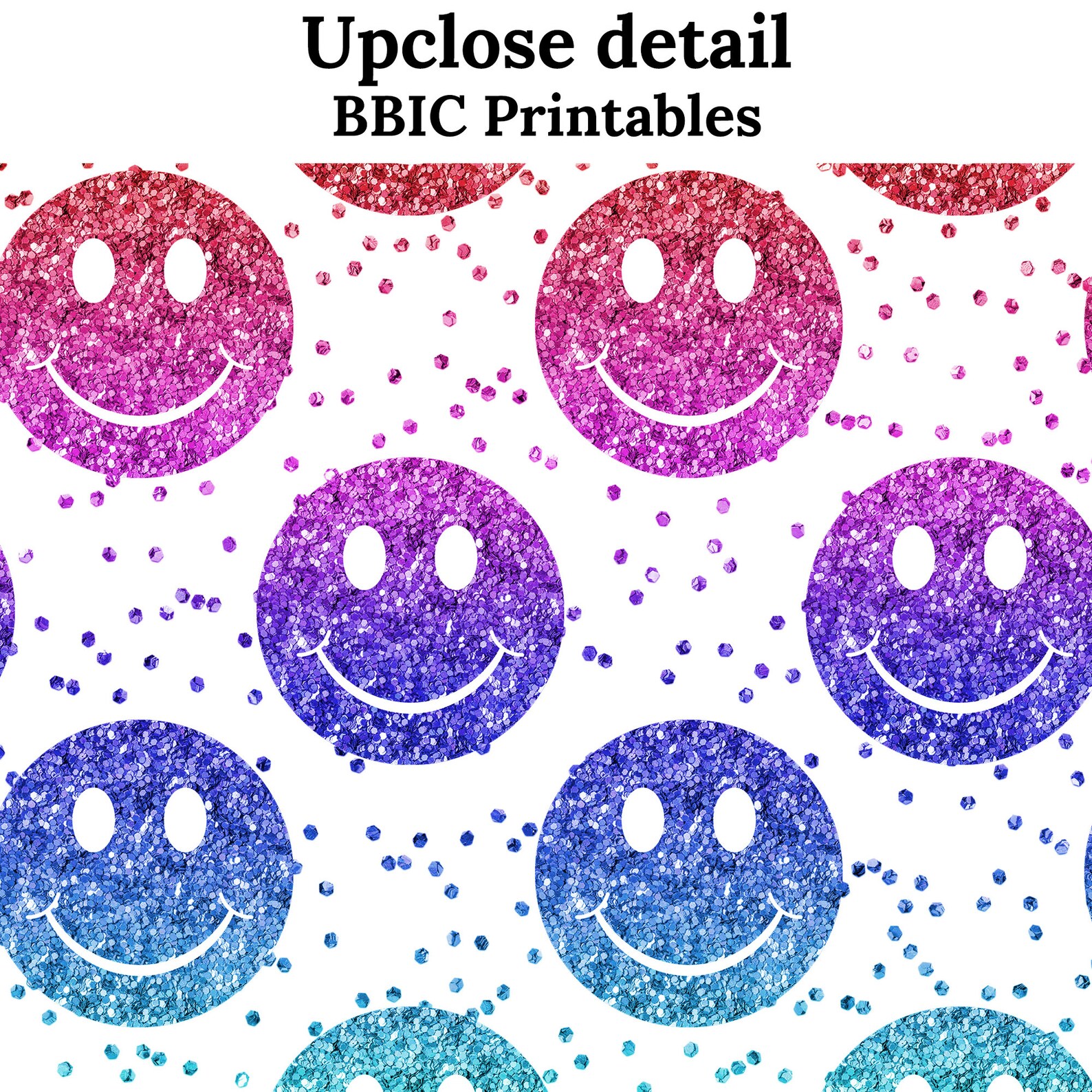Smiley Emoji Glitter Digital Paper INSTANT DOWNLOAD, 12x12 Glittery