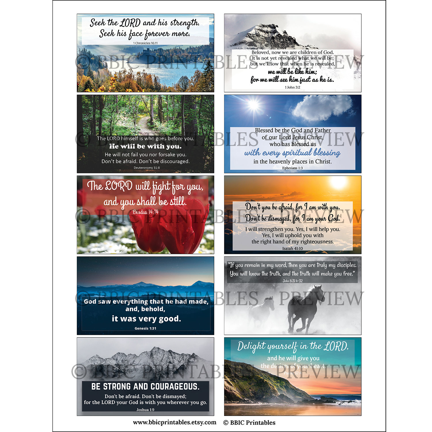 10 Mini Nature Printable Scripture Cards nature Collection 2 INSTANT ...