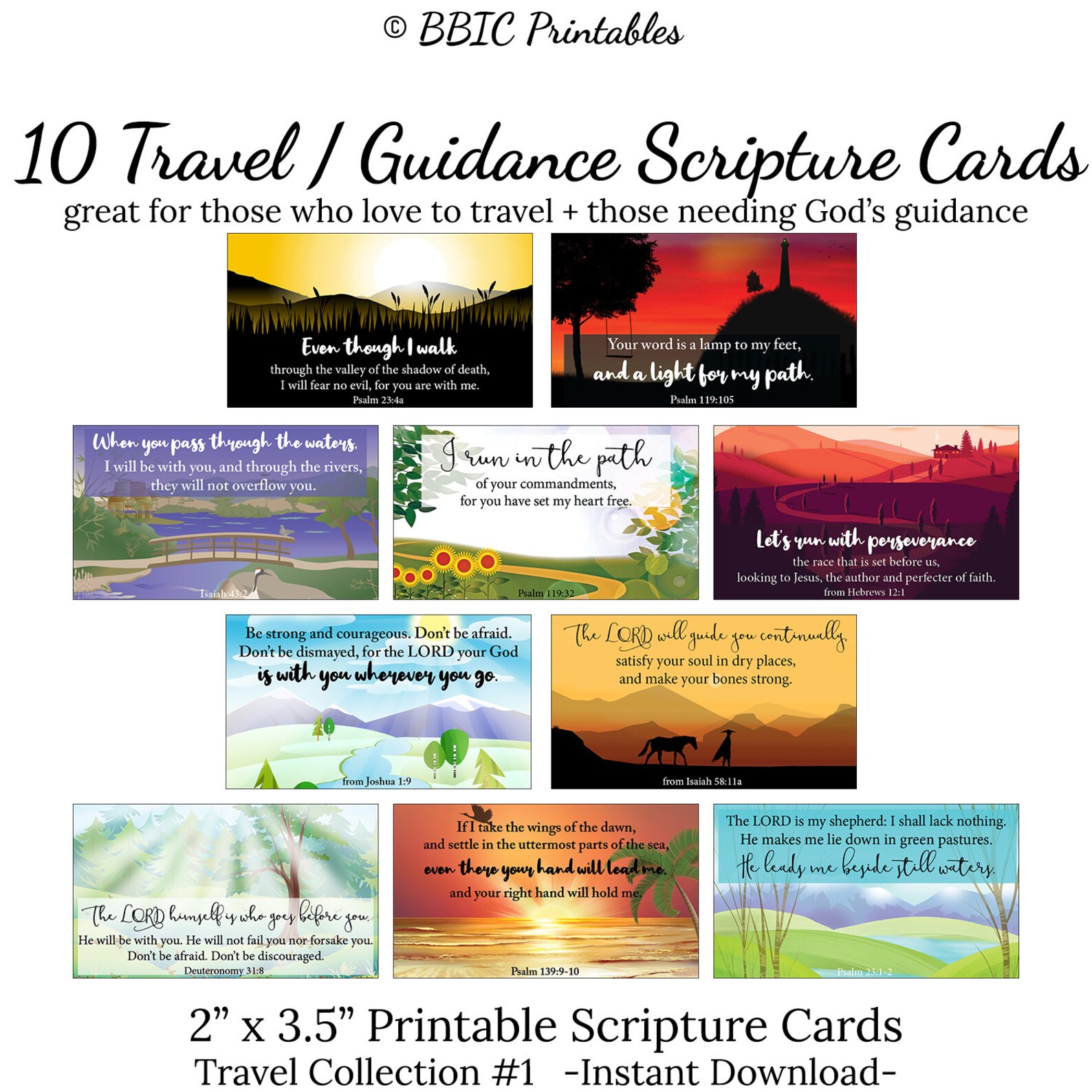 Traveling Scriptures 10 Travel Printable Scripture Cards -collection #1- INSTANT DOWNLOAD ...