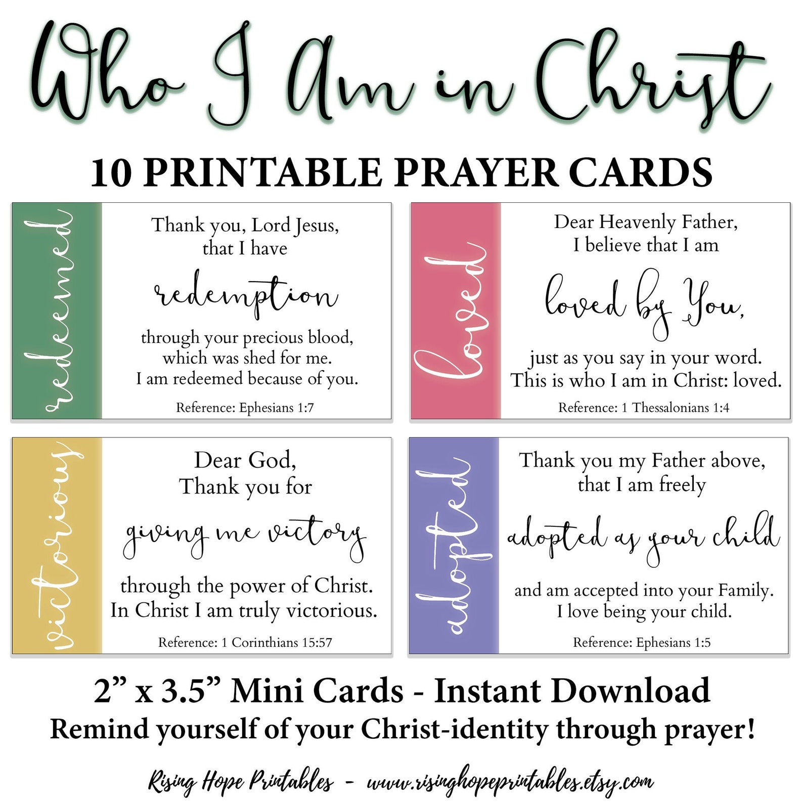 Who I Am in Christ PRAYER Cards -C1- INSTANT DOWNLOAD, Child of God ...