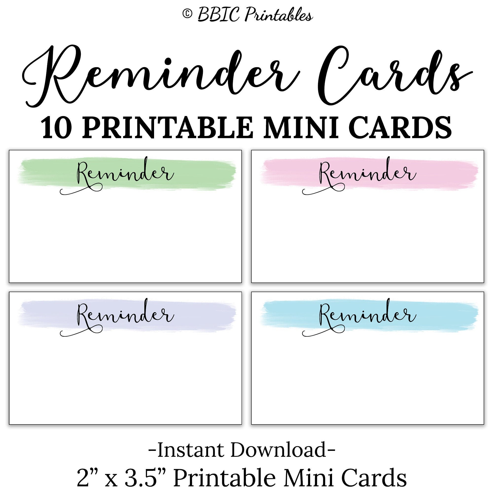 Reminder Printable Mini Cards DIGITAL DOWNLOAD Reminder Etsy