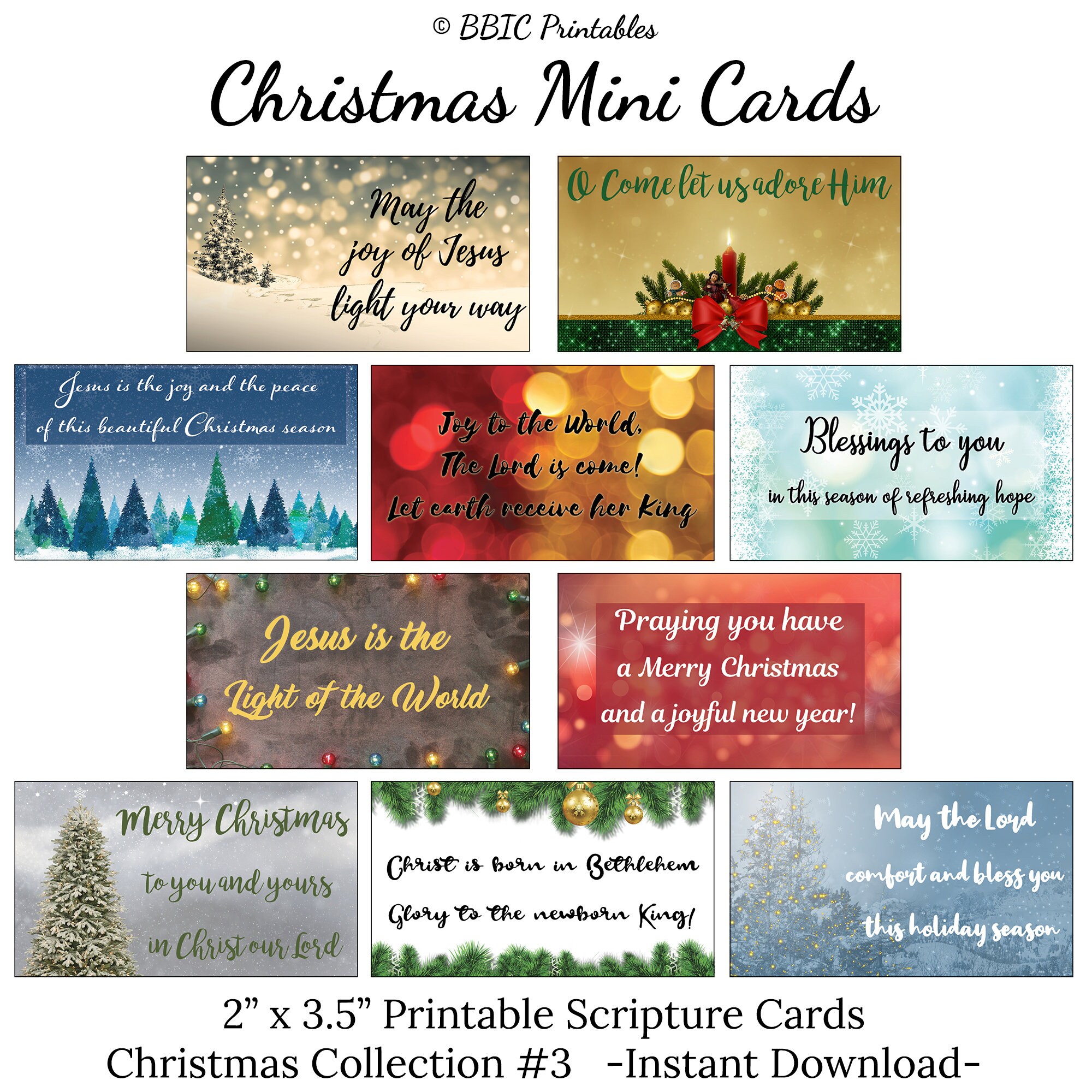 CHRISTMAS Mini Cards C3 INSTANT DOWNLOAD Mini Christmas - Etsy