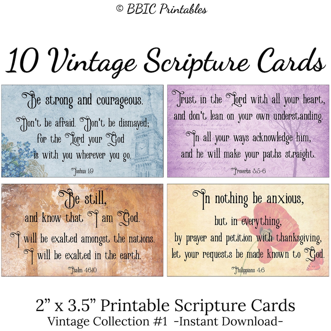 10 Vintage Printable Scripture Cards -collection #1- INSTANT DOWNLOAD ...