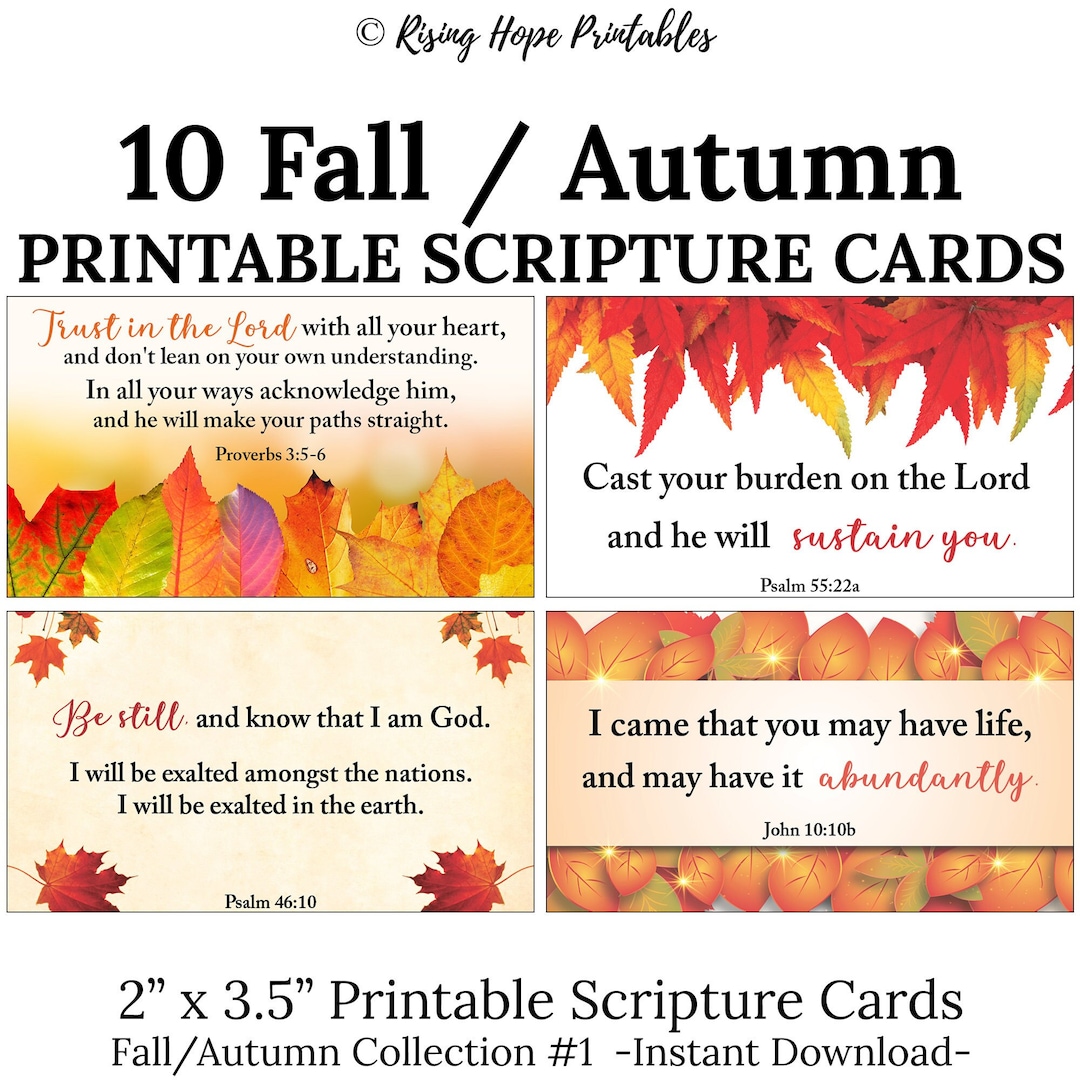 10 Fall Autumn Printable Scripture Cards -C1- INSTANT DOWNLOAD, Fall ...