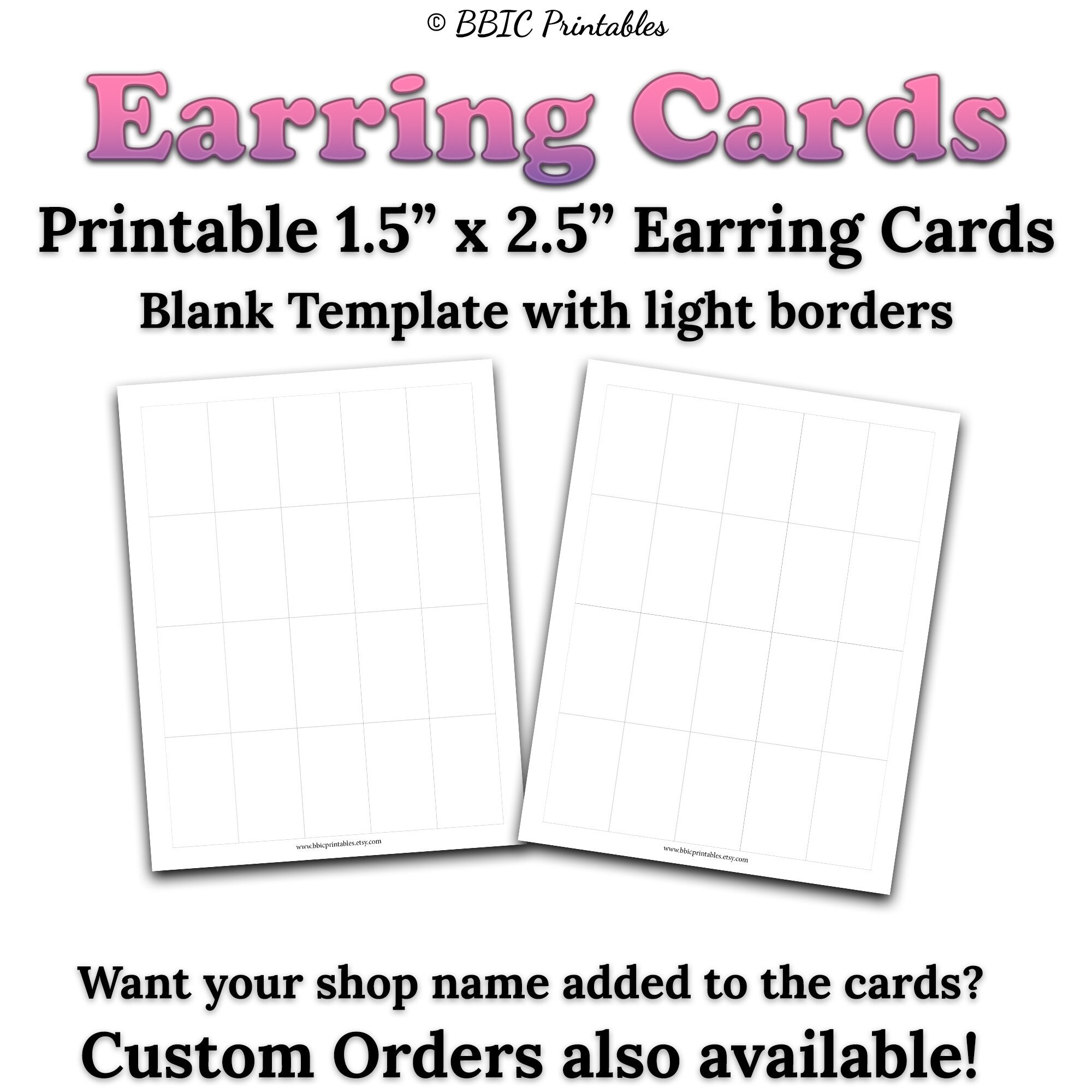 Printable Earring Cards INSTANT DOWNLOAD 1.5x2.5 Printable - Etsy