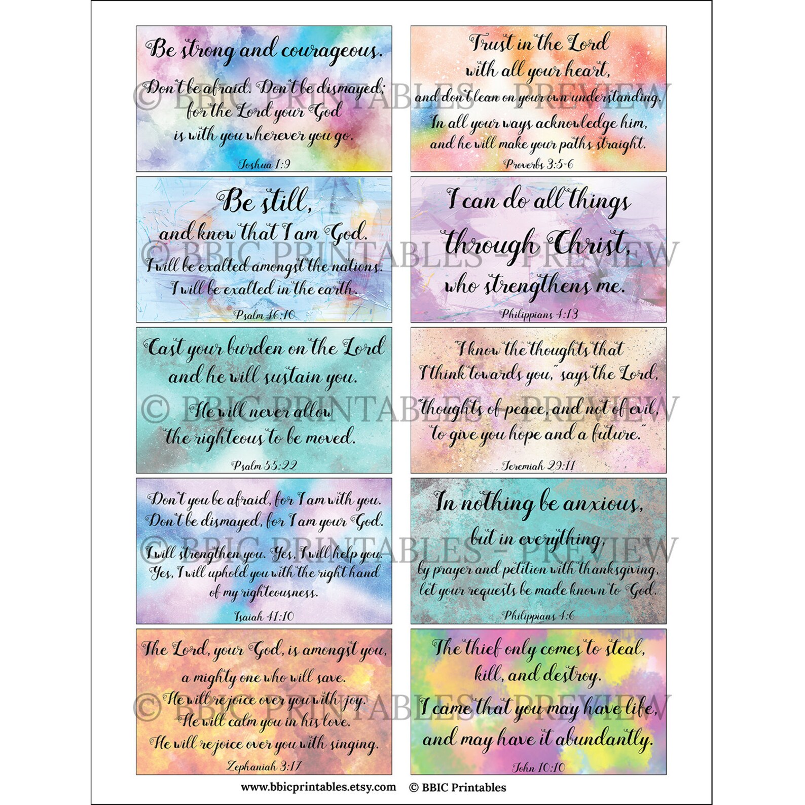 10 Abstract Printable Scripture Cards -collection #1- INSTANT DOWNLOAD ...