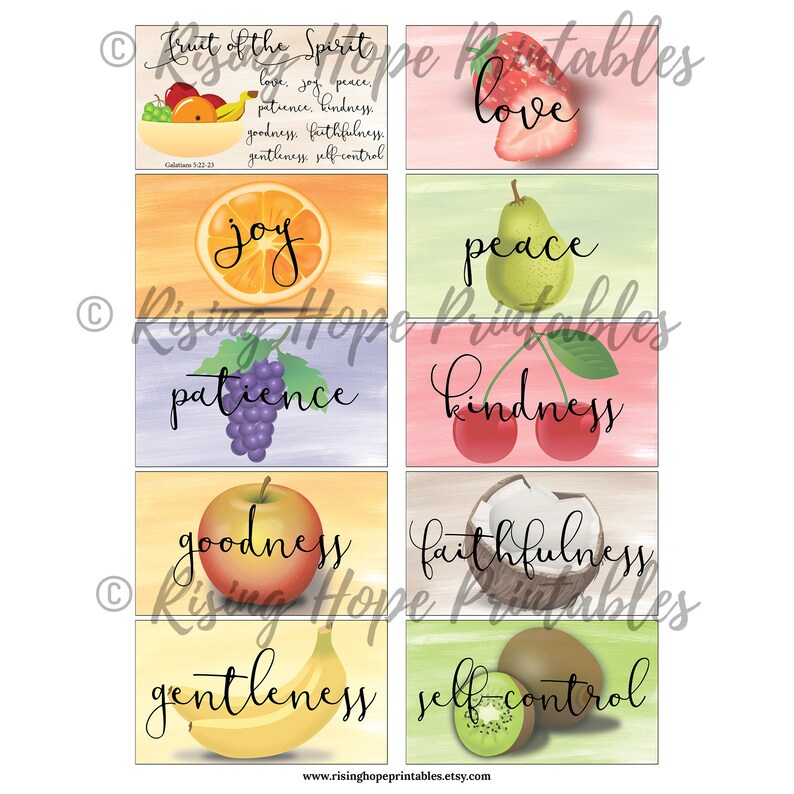 10 Fruit of the Spirit Printable Mini Scripture Cards galatians 5:22-23 ...