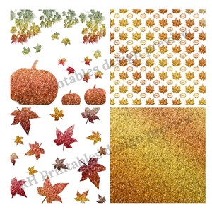 Autumn Fall Digital Paper- INSTANT DOWNLOAD, Autumn Fall Glitter ...