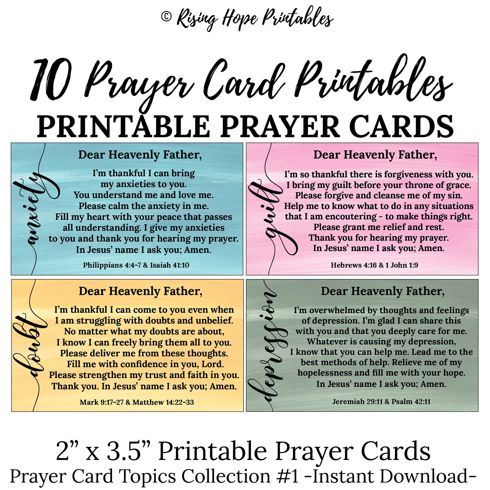 dinámica Intercambiar controlador 10 Printable Topic Prayer Cards C1 INSTANT DOWNLOAD Prayer - Etsy España