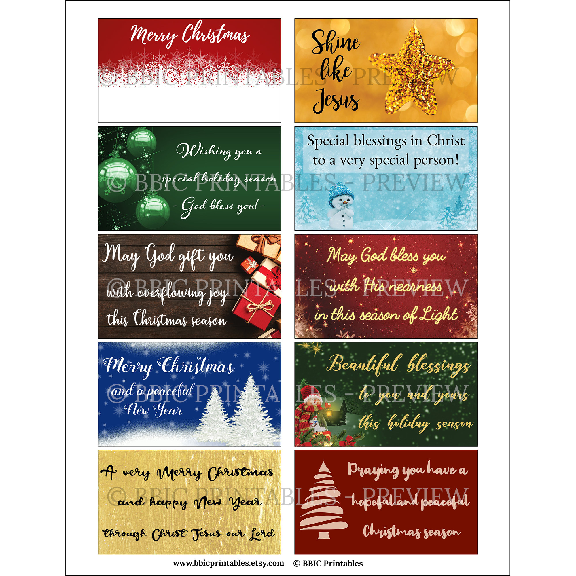 CHRISTMAS Mini Cards C4 INSTANT DOWNLOAD, Christmas Inspiring ...