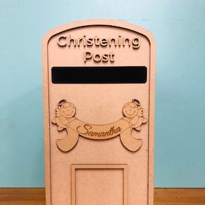 Casella postale battesimale, cassetta postale personalizzata, porta biglietti, scatola per biglietti, decorazione battesimale personalizzata, idee battesimo, scatola angelo