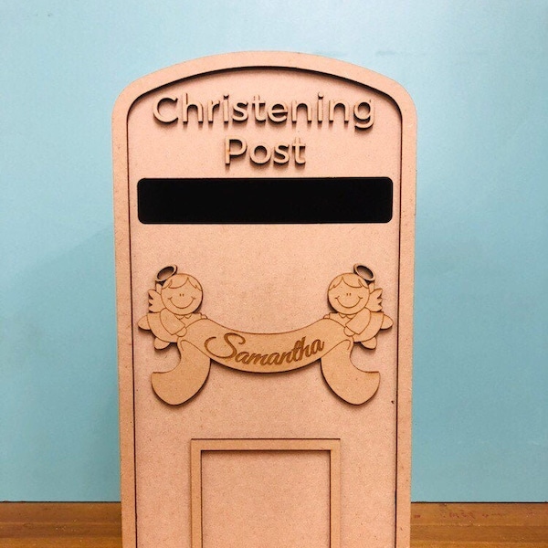 Christening Post Box, personalised post box, card holder, box for cards, personalised christening decoration, christening ideas, angel box