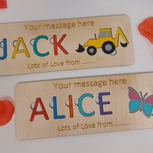 Personalised name puzzle, laser cut, hand painted, birthday gift, pageboy gift, bridesmaid gift, thank you gift, ukca tested