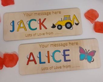Personalised name puzzle, laser cut, hand painted, birthday gift, pageboy gift, bridesmaid gift, thank you gift, ukca tested