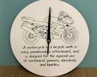 Motorcycle Definition Clock, laser engraved, unique gits, garage decoration, office decor, home decor