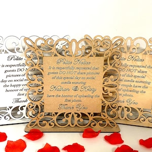 Personalized Unplugged Wedding Sign: Social Media Request, Laser Cut MDF