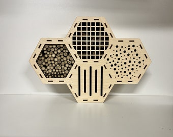 Laser Cut Wooden Bug Hotel | Bee Ladybird Insect House | Garden Wildlife Habitat