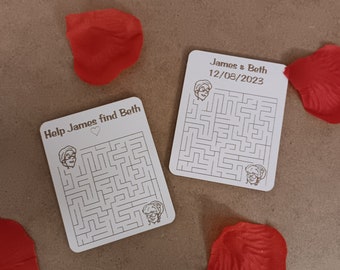 Personalised table decoration, unique wedding favour, wedding games, laser cut wood maze game