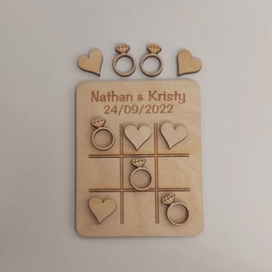 Personalised table decoration, unique wedding favour, noughts and crosses style game