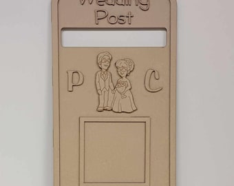 Large Wedding Post Box, wedding day card holder, laser cut, box for cards, couple decoration