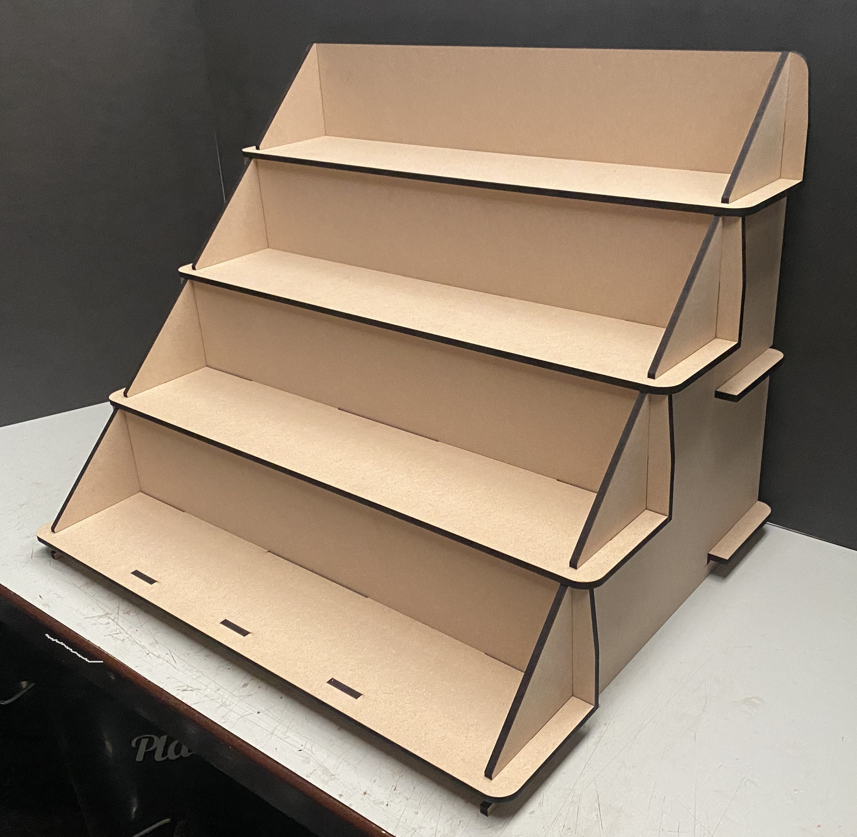 Display shelf, display stand, display plinth, collapsible shelf unit, craft fair display stand, tiered wooden stand