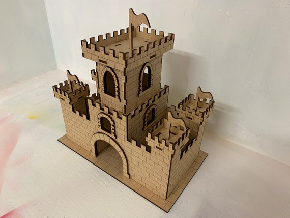 Wooden Castle Model Kit, Laser Cut Knights Castle, Build Your Own