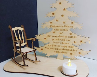 Memorial Christmas tree, rocking chair, laser cut Christmas tree, remembrance, tribute for loved ones, tea light holder, Christmas ornaments