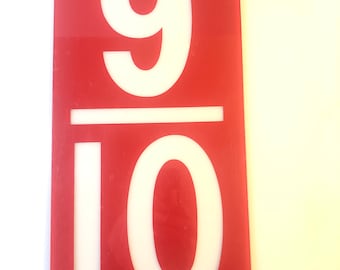 Vintage 17x8 inch "9/10 of a penny" analog hand operated GAS Station Numbers