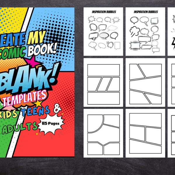 Create Your Own Comics - The Ultimate Blank Comic Book for Kids, Teens, & Adults! Great Gift! Blank Comic Graphic Novel for Cartooning!
