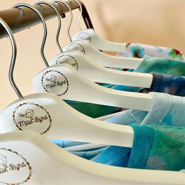 Custom Solid Wood Clothes Hangers (6 pack) | Add your own small business logo | Stand out at Local Markets