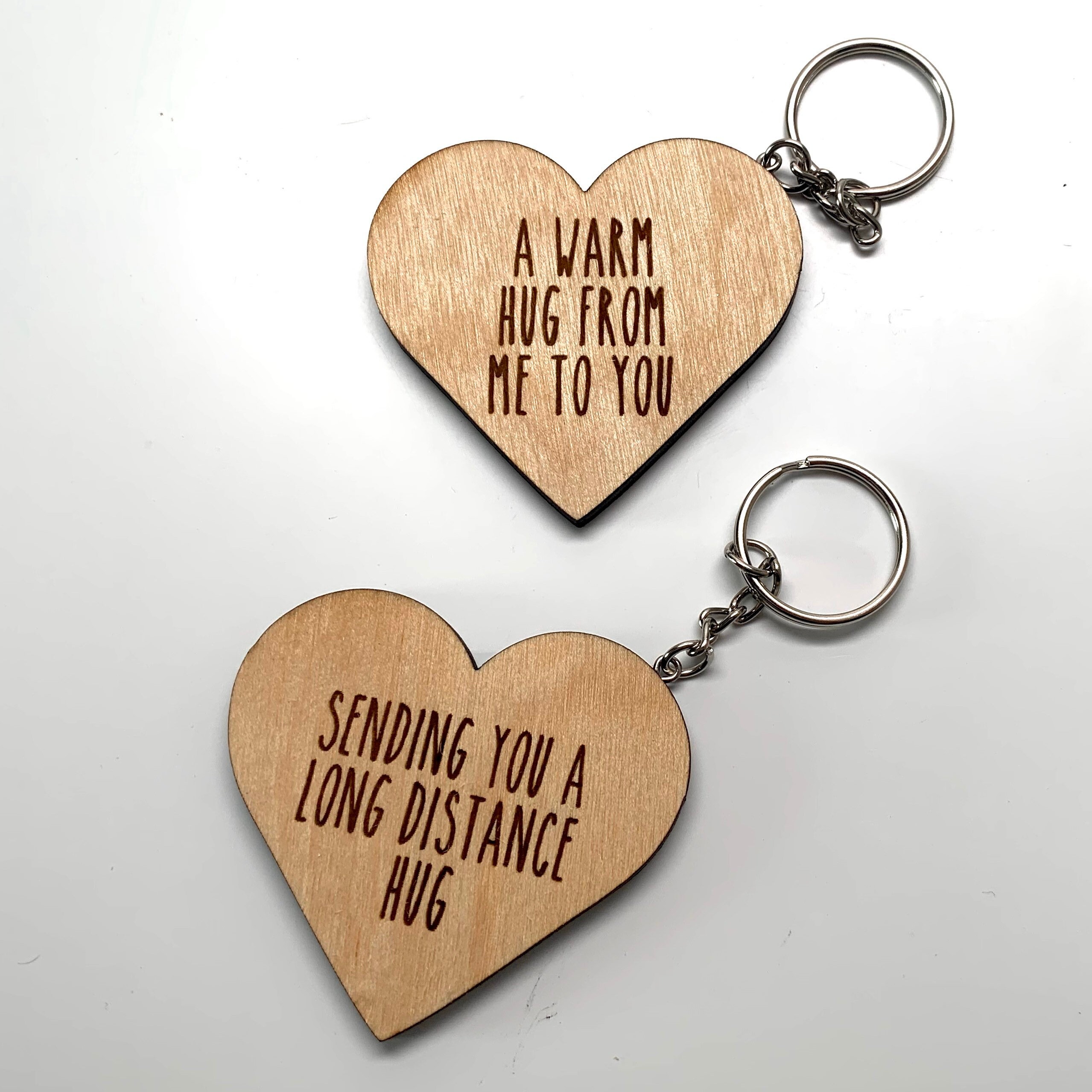 Long Distance Hug Keychain and Card, Laser Engraved Gift - Etsy