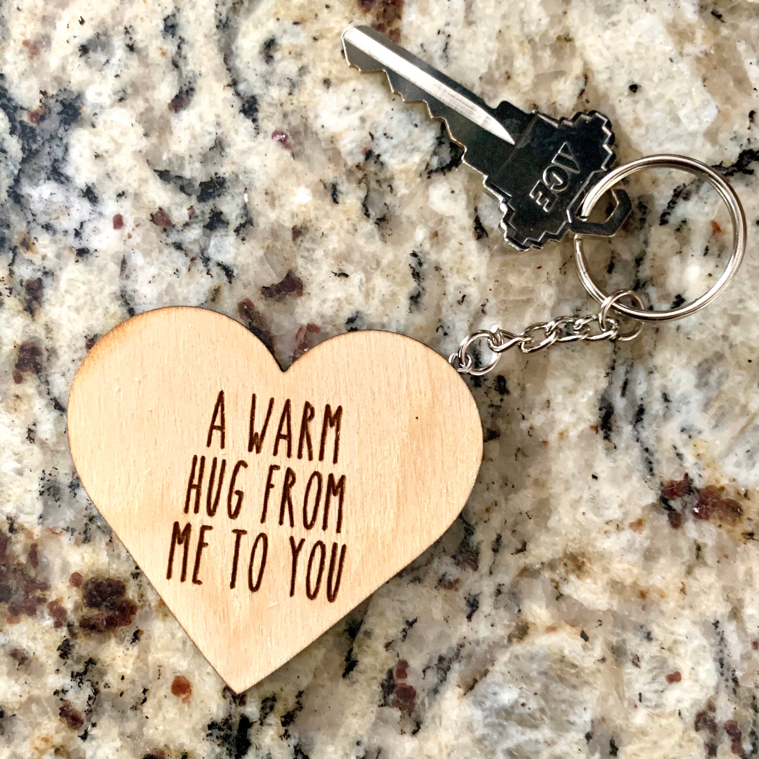 Long Distance Hug Keychain and Card, Laser Engraved Gift - Etsy