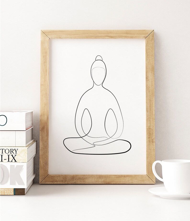 MEDITATION Line Art Print, Single Line Art, Meditation Art, Printable