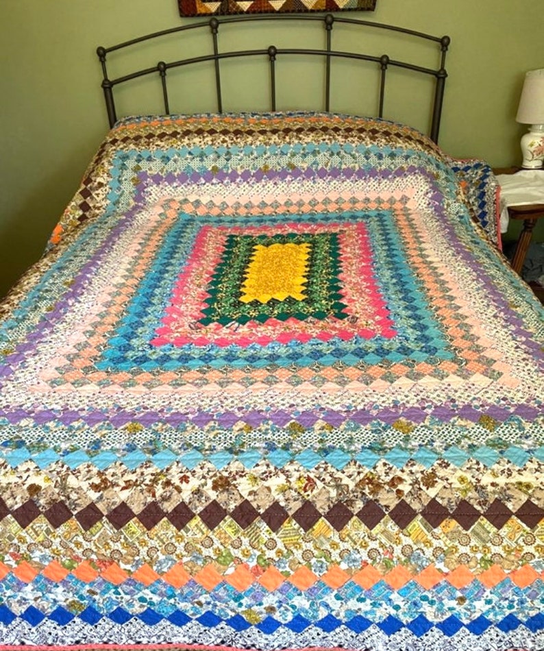 Hand Quilted Vintage Postage Stamp Quilt 1940s and 1950s Etsy