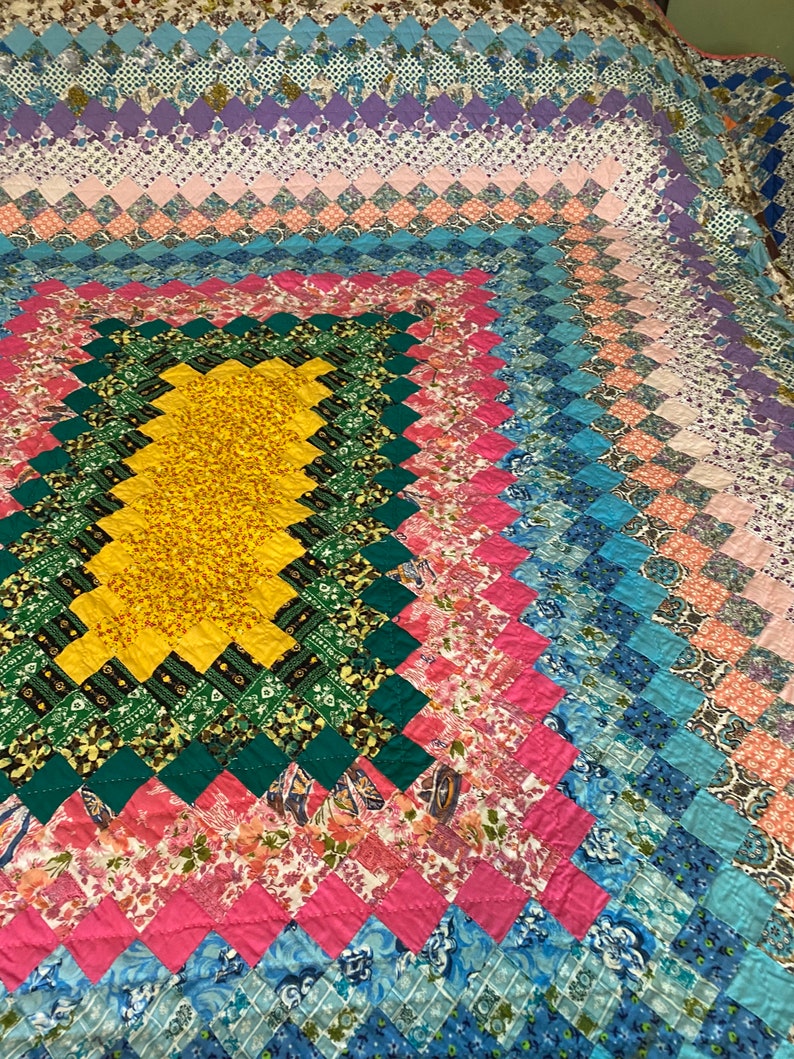 Hand Quilted Vintage Postage Stamp Quilt 1940s and 1950s Etsy