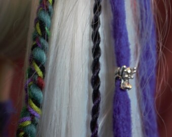 Dreadlock Dreadfall Festival bereit Haarband/Clip Merino Wolle & Acryl lila / Grün Haar Zubehör - Drachenkopf, Holz, Kunststoff Perlen