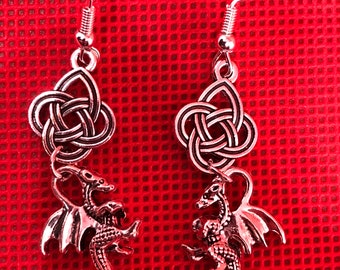 Orecchini Drago Celtico In Argento 925 Con Zirconi Verdi | Simbolo Di Potere E Protezione | Donne