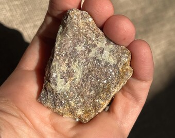 Hand-collected *purple* mica sample (lepidolite!) with albite (var. cleavelandite)