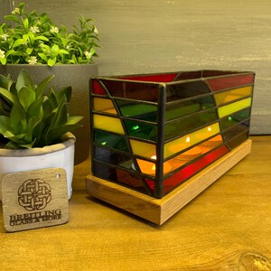 Handgefertigter Teelichthalter aus Stained Glass / Pride