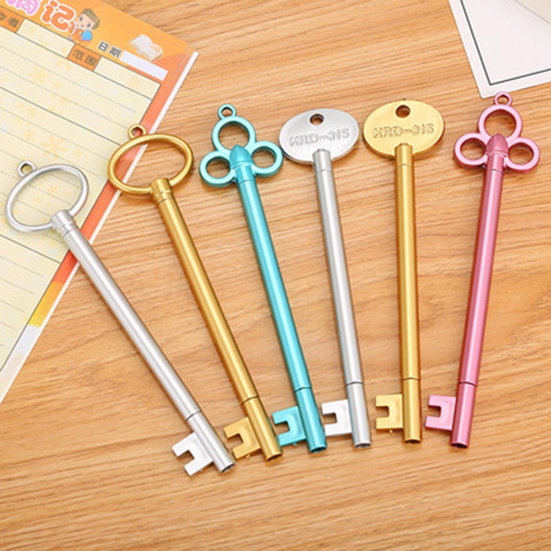 2Pc Key Shape Gel Pen Black Ink Stationery Sign Write Tool School Office Supply