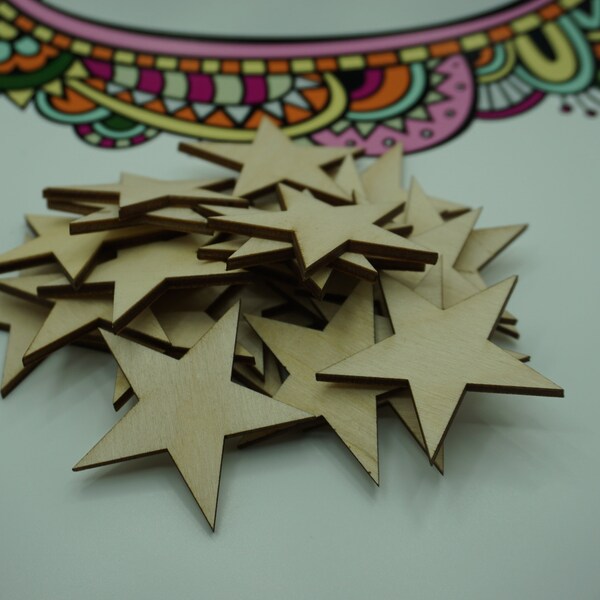 wood crafting stars 2" wood stars 1/8" baltic birsh 100 pcs Baltic birch laser cut