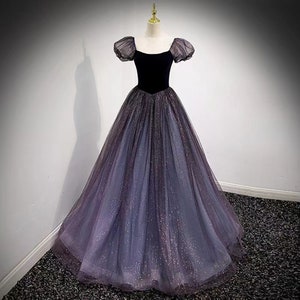 Glitter Gradual Purple Prom Dress,Fairy Princess Dress Women,Black Prom Dress,Wedding Dress Bridal Bridesmaid,Cottagecore Fairy Dress