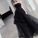 Black Glitter Tulle Prom Dress, Black Slip Evening Prom Dress, Cottagecore Dress, Black Swan Dress, Gown Dress, Gothic Dress, Gift For Her