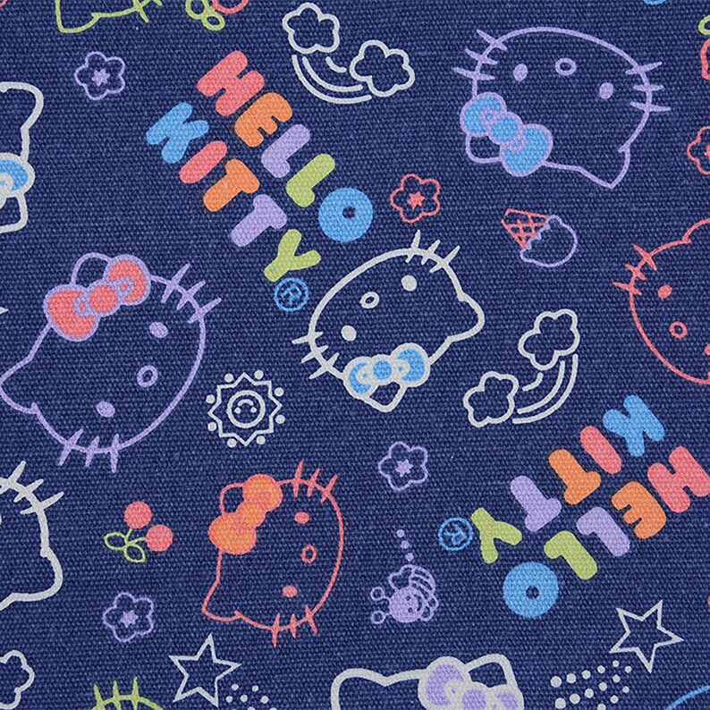 1 yard Cute Hello Kitty Printed Cotton Canvas Fabric Cartoon Etsy