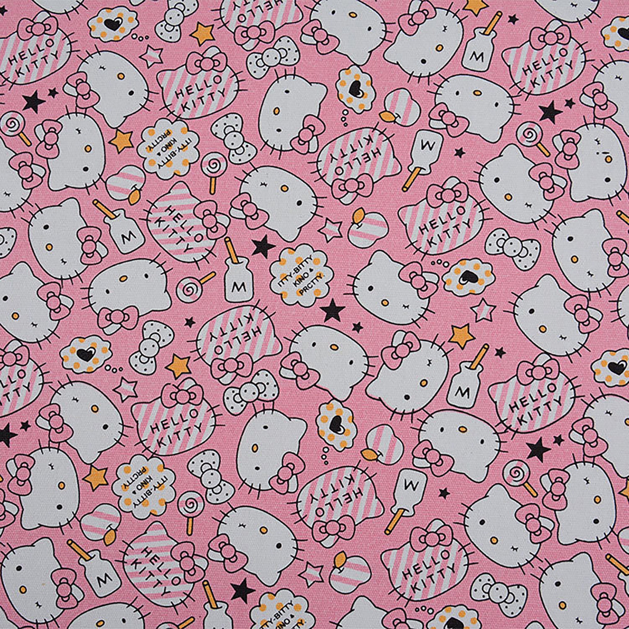 1 yard Hello Kitty Printed Cotton Canvas Fabric Pink Cartoon Etsy