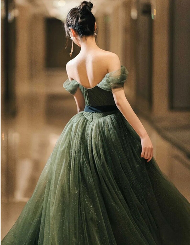 Glitter Green Tulle Prom Dresscottagecore Prom Dress Etsy