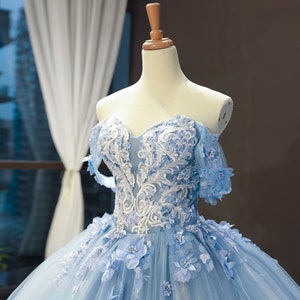 Light Blue Fairy Tulle Prom Dress Women Fairy Dressflower - Etsy