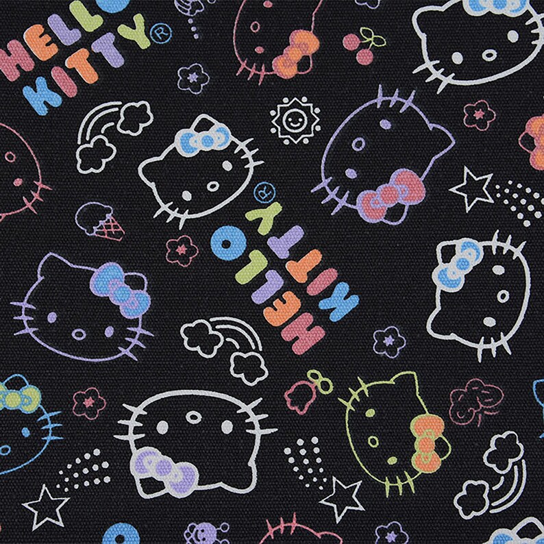 1 yard Cute Hello Kitty Printed Cotton Canvas Fabric Cartoon | Etsy