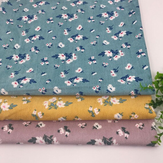 1 Yard Printed Flower Fabric Corduroy Woven Fabric | Etsy