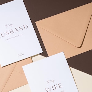 À mon mari le jour de notre mariage, à ma femme, carte personnalisée, cartes du jour J, carte de mariage avec enveloppe et cachet de cire